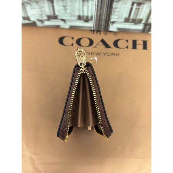 Coach CZ328 Long Zip Around Wallet In Signature Canvas With Cherry Print - Picture 4 of 5